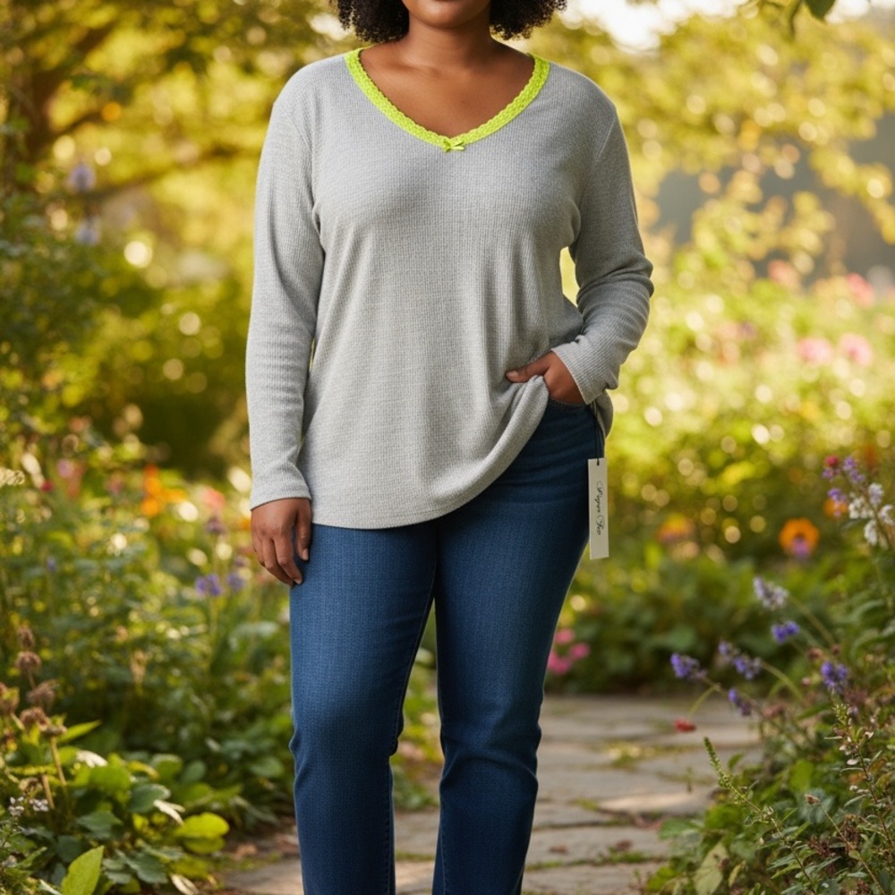 Paper Tee Light Gray Ribbed Top